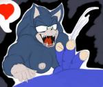 anthro big_breasts blue_body blue_fur bodily_fluids breasts crossgender cum cumshot duo ejaculation erection fangs female fur genital_fluids genitals humanoid_genitalia humanoid_penis male male/female mtf_crossgender muscular nipples orgasm penis teeth theicedwolf sega sonic_the_hedgehog_(series) sonic_unleashed sonic_the_hedgehog sonic_the_werehog eulipotyphlan mammal werecreature wereeulipotyphlan werehog hi_res