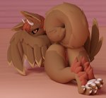 anthro anus butt female genitals hiding paws pussy shy solo wings caseybaby blender_cycles feirah_(caseybaby) 3d_(artwork) digital_media_(artwork)