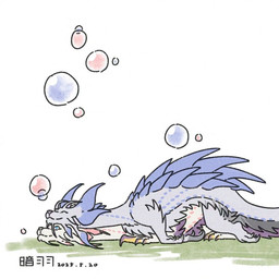 ambiguous_gender blue_body blue_eyes bubble claws duo eyes_closed feral happy lying_on_another simple_background tail white_body anyuwlof capcom monster_hunter leviathan_(mh) mizutsune scalie violet_mizutsune 1:1 2025 dated signature