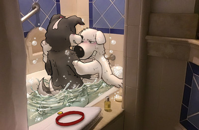 anal anal_penetration anthro anthro_on_anthro anthro_penetrated anthro_penetrating anthro_penetrating_anthro bath bathing bathroom_sex bathtub bathtub_sex blush blush_lines clenched_teeth collar detailed_background duo feet from_front_position looking_pleasured lying male male/male male_anthro male_penetrated male_penetrating male_penetrating_male missionary_position nude_anthro nude_male on_back partially/partially_submerged pawpads penetration penile penile_penetration penis_in_ass sex tail tail_motion tailwag teeth anonpupb family_guy brian_griffin mr._pickles canid canine canis domestic_dog mammal hi_res