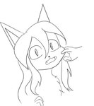 anthro cheek_pinch duo female female_anthro fur hair offscreen_character simple_background white_body white_fur conditional_dnp unknown_artist averi_(fiddleafox) canid canine fox mammal red_fox true_fox digital_media_(artwork) monochrome sketch