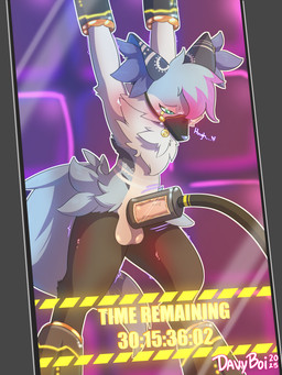 animal_genitalia animal_penis anthro balls blush blush_lines bound canine_genitalia canine_penis chest_tuft collar ear_piercing encasement fluffy fluffy_chest fluffy_ears fluffy_tail fucking_machine gag gagged gagged_talk genitals hair imprisoned limb_slot locked_up looking_pleasured machine machine_bondage male milking_machine moan muffled_moaning muffled_speech muzzle_(object) muzzle_gag muzzled penile penis penis_milking piercing restrained restrained_arms restrained_legs restraints solo tail time timestamp tuft davyboi nintendo pokemon braixen generation_6_pokemon pokemon_(species) 3:4 absurd_res hi_res