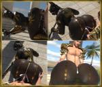 2019 3d_(artwork) all_fours anal anal_penetration anthro anthro_penetrated anubian_jackal armor ass_up azentaru_(r-a-s-p) balls big_butt black_body black_skin bodily_fluids butt canid canine canis cum cum_in_ass cum_inside deity digital_media_(artwork) doggystyle duo ejaculation erection from_behind_position genital_fluids genitals hi_res human human_on_anthro human_penetrating human_penetrating_anthro interspecies jackal larger_anthro larger_male larger_penetrated looking_back male male/male male_penetrated male_penetrating male_penetrating_male mammal markings multiple_angles penetration penile penile_penetration penis r-a-s-p_(artist) sex size_difference small_dom_big_sub smaller_human smaller_male thick_thighs unconvincing_armor