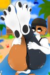 anthro beach bodily_fluids feet female foot_fetish foot_focus glistening glistening_body humanoid_feet mostly_offscreen_character pawpads paws plantigrade sand seaside soles solo sweat sweaty_feet toes dankbudgie epic_games fortnite meow_skulls felid feline mammal absurd_res hi_res