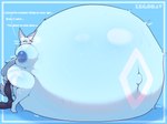 anthro areola belly belly_expansion big_belly big_breasts black_hose blue_body bodily_fluids breast_expansion breast_milking breasts butt dialogue expansion female forced hair hand_on_breast hose hose_in_butt hose_inflation huge_belly huge_breasts hyper hyper_belly hyper_breasts inflation lactating liquid_inflation navel nipples outie_navel resting_on_belly solo text thick_thighs water_inflation wide_hips zegorav celeste_(kinix) 2024 4:3 artist_name colored digital_media_(artwork) english_text hi_res shaded