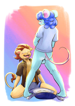 5_toes abdl abstract_background androgynous anthro aroused aroused_face aroused_male aroused_nonbinary aroused_smile backsack balls bedroom_eyes belly big_balls big_ears black_clothing black_eyebrows black_nose black_shirt black_topwear blue_arms blue_background blue_balls blue_body blue_butt blue_clothing blue_diaper blue_ears blue_eyes blue_face blue_feet blue_fur blue_genitals blue_hair blue_legs blue_nose blue_pull-ups blue_shirt blue_snout blue_t-shirt blue_topwear blush blush_lines blushing_profusely bodily_fluids border bottomless bottomless_anthro bottomless_nonbinary brown_hair brown_mane brown_tail brown_tail_tip brown_tuft bulge bulging_diaper butt cheek_tuft clean_diaper clothed clothing collared_shirt curly_hair cute_fangs diaper diaper_bulge diaper_fetish diaper_on_ground dipstick_tail dominant dominant_anthro dominant_nonbinary duo erection erection_in_diaper eyebrow_through_hair eyebrows eyes_closed facial_tuft fangs feet feline_ears feline_tail fur fur_tuft furless_tail genital_fluids genitals glistening glistening_bodily_fluids glistening_genital_fluids glistening_hair glistening_mane glistening_nose glistening_tail glistening_tail_tuft glistening_tuft glistening_urine gradient_background grin grinning_at_another grinning_at_partner hair half-closed_eyes happy holding_penis humanoid_feet humanoid_genitalia kneeling lion_ears long_tail looking_at_another looking_at_partner looking_pleasured male male/nonbinary mane mane_hair markings messy_hair messy_mane mouse_ears mouse_tail multicolored_ears multicolored_tail narrowed_eyes open_clothing open_diaper open_mouth open_shirt open_smile open_topwear orange_background painted_background pantsless pantsless_anthro pantsless_male peeing peeing_on_another peeing_on_face peeing_on_partner penis pink_background pink_inner_ear pink_tail plantigrade pull-ups_(diaper) purple_background raised_eyebrows raised_tail rodent_ears rodent_tail sandy_fur seductive shirt shoulder_length_hair simple_background slicked_back_hair smile smiling_at_another smiling_at_partner spread_legs spreading standing standing_over submissive submissive_anthro submissive_male t-shirt tail tail_markings tail_tuft tan_arms tan_belly tan_body tan_chest tan_ears tan_face tan_fur tan_legs tan_neck tan_snout tan_tail tan_torso teeth tenting text toes tongue tongue_out topwear translucent translucent_hair tuft unclean_diaper urine urine_drip urine_on_chest urine_on_face used_diaper watersports wavy_hair wearing_diaper wet_diaper white_border m1zukiad evander_rex hal_cotta felid lion mammal mouse murid murine pantherine rodent absurd_res colored digital_media_(artwork) hi_res japanese_text signature nonbinary_(lore)