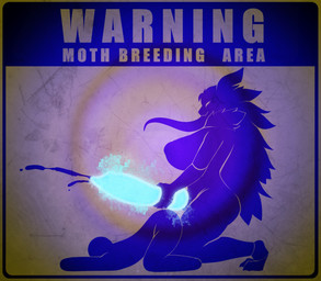 anthro big_penis blacklight bodily_fluids breasts breed caution_sign cum duo genital_fluids genitals gynomorph huge_penis intersex intersex/male male penis text warning_sign pandoraingrid_(artist) mikeantilike_(character) arthropod insect lepidopteran moth english_text hi_res