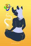 anthro breasts butt drugs eyes_closed female pose postfurry psychedelic side_boob simple_background smoke solo trunk lowlysquid psychedelia_(character) malayan_tapir mammal tapir flat_colors hi_res pinup