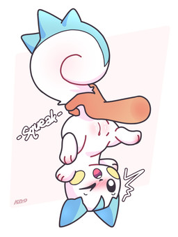 ambiguous_gender anthro black_eyes blush bodily_fluids disembodied_hand duo female feral fur genital_fluids genitals nude one_eye_closed open_mouth solo_focus tail tail_grab upside_down vulva white_body white_fur krackdown9 nintendo pokemon generation_4_pokemon pachirisu pokemon_(species) 2025 digital_media_(artwork) hi_res