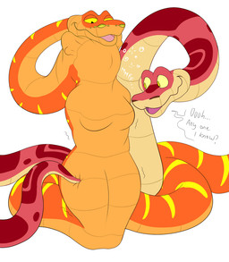 ambiguous_gender body_outline breast_imprint duo female female_prey feral imprint multicolored_body orange_body red_body serpentine_vore simple_background tail text tight_bulges vore white_background plsgts reptile scalie snake english_text