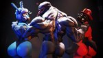 ambiguous_gender armor big_butt black_body blue_body butt firefighter_helmet gas_mask group hand_on_shoulder headgear heart_symbol helmet looking_back male mask pinata presenting presenting_hindquarters red_body surprise tongue tongue_out trio wolf_mask wolf_tail extrachunkthis marvel marvel_rivals team_fortress_2 valve balloonicorn_(tf2) pyro_(team_fortress_2) venom_(marvel) human mammal 16:9 3d_(artwork) digital_media_(artwork) widescreen