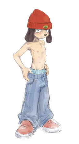 adolescent anthro beanie blush boxers_(clothing) clothed clothing erection_under_bottomwear erection_under_pants floppy_ears footwear hat headgear headwear looking_at_viewer male multi_nipple nipples partially_clothed pose shoes sneakers tenting topless topless_anthro topless_male underwear undressing young young_anthro young_male shinni parappa_the_rapper sony_corporation sony_interactive_entertainment parappa canid canine canis domestic_dog mammal 2025 hi_res pinup