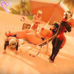 anthro areola balls belly big_breasts big_butt blue_hair breasts butt claws clothed clothing erect_nipples fanning feet female femboy footstool fur genitals hair huge_breasts humanoid_genitalia larger_female makeup male male_human markings nipples nude open_mouth pawpads paws penis resting servant sitting size_difference smaller_male stripes sunbathing tail thick_thighs wide_hips yellow_body anonymousfm scrag_(modeler) animal_crossing nintendo ankha_(animal_crossing) ailurid domestic_cat felid feline felis human mammal red_panda 1:1 3d_(artwork) absurd_res digital_media_(artwork) hi_res