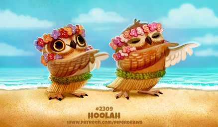ambiguous_gender anthro beach brown_body brown_feathers cloud dancing duo eyes_closed feathered_wings feathers floral flower flower_garland garland grass_skirt hula humor lei outside plant pun sea seaside sky tan_body tan_feathers visual_pun water wings yellow_eyes piper_thibodeau avian bird owl digital_media_(artwork) digital_painting_(artwork) painting_(artwork)
