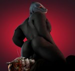 anthro anthro_on_anthro athletic athletic_anthro athletic_male backsack balls black_balls black_body butt butt_in_face duo genitals gradient_background looking_at_viewer looking_back male male/male muscular nude rear_view red_background red_eyes simple_background solo_focus skootroot epic_games fortnite oscar_(fortnite) thunder_(fortnite) felid feline komodo_dragon lion lizard mammal monitor_lizard pantherine reptile scalie 2025 3d_(artwork) digital_media_(artwork) hi_res