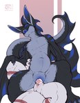 animal_genitalia anthro bat_ears belly_grab blue_markings blue_stripes bodily_fluids claws countershading cum cum_from_slit cum_in_slit cum_inflation cum_inside duo eyes_closed from_behind_position genital_fluids genital_slit genitals gradient_claws gradient_inner_ear grey_body grey_claws grey_countershading inflation lying male male/male markings navel nude on_back on_bottom on_top open_mouth penetration penile penile_penetration penis_in_slit red_markings reverse_cowgirl_position sex slit_penetration slit_play solo_focus stripes tail thesecretcave european_mythology mythology firondraak tiesci ambiguous_species dragon mythological_creature mythological_scalie scalie western_dragon wyvern alternate_version_at_source hi_res