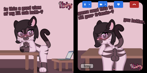 adolescent anus balls butt chest_tuft computer electronics eyewear female genitals glasses gloves_(marking) laptop leaning leaning_forward leaning_on_object leaning_on_table looking_at_viewer looking_back markings penis perineum presenting presenting_hindquarters raised_tail small_comic solo tail tail_markings text tuft two_panel_image video_call young eeveeeuphoria domestic_cat felid feline felis mammal siamese digital_media_(artwork) english_text hi_res trans_(lore) trans_woman_(lore)