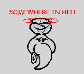 anthro crossed_arms male shortstack simple_background solo stuck text through_wall upside_down white_background mousebytes34 azze_(mousebytes34) demon humanoid english_text