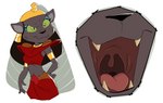 fangs female green_eyes green_sclera midriff mouth_shot open_mouth solo teeth tongue uvula lecigzz disney disney's_aladdin mirage_(disney) domestic_cat felid feline felis human mammal 2023