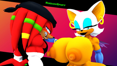 anthro armwear big_breasts big_butt blush bracelet breasts butt caressing_face claws clenched_teeth clothed clothed_male clothing duo ear_piercing ear_ring elbow_gloves female fingerless_gloves gloves gold_(metal) gold_bracelet gold_jewelry half-closed_eyes handwear huge_breasts huge_butt jewelry lips looking_away male narrowed_eyes piercing ring_piercing smile teeth thick_lips rocketspuff sega sonic_the_hedgehog_(series) knuckles_the_echidna rouge_the_bat bat echidna mammal monotreme 16:9 3d_(artwork) 4k absurd_res digital_media_(artwork) hi_res widescreen