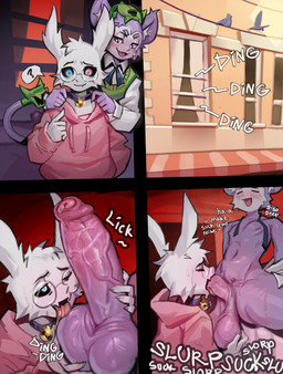 anthro ball_fondling ball_lick balls bell bell_collar big_balls big_penis clothing collar duo erection eyewear fellatio femboy fondling foreskin fur genitals glasses heterochromia hoodie huge_balls huge_penis licking male male/male male_penetrated male_penetrating male_penetrating_male oral penetration penile penis pink_clothing pink_hoodie pink_topwear purple_body purple_fur round_glasses sex sweater sweater_vest tongue topwear vein veiny_penis vest bigplug moki_(mokimonky) nacho_(nachokokoni) arthropod haplorhine insect lepidopteran mammal monkey moth primate comic hi_res