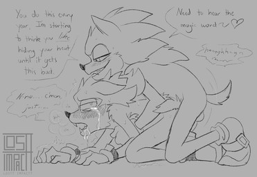 anthro anthro_on_anthro bedroom_eyes blush bodily_fluids clothing crying doggystyle drooling duo footwear from_behind_position gloves handwear heart_symbol imminent_sex in_heat male male/male narrowed_eyes saliva seductive sex shoes tail tears teasing text losttimpactt sega sonic_the_hedgehog_(series) shadow_the_hedgehog sonic_the_hedgehog eulipotyphlan hedgehog mammal digital_drawing_(artwork) digital_media_(artwork) english_text monochrome