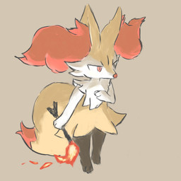 3_fingers 3_toes ambiguous_anthro ambiguous_gender anthro arm_tuft big_tail biped black_body cheek_tuft chest_tuft dipstick_tail elemental_manipulation facial_tuft feet fingers fire fire_manipulation front_view fur high-angle_view hip_tuft holding_object holding_stick inner_ear_fluff looking_away markings multicolored_body multicolored_fur nude_ambiguous nude_anthro orange_body orange_eyes orange_fur orange_inner_ear_fluff orange_nose orange_tail_tip shoulder_tuft simple_background snout solo standing stick tail tail_markings toes tuft two_tone_tail white_body white_fur yellow_body yellow_fur yellow_tail sanchimpo nintendo pokemon braixen canid generation_6_pokemon mammal pokemon_(species) 1:1 2022 absurd_res colored digital_media_(artwork) digital_painting_(artwork) full-length_portrait hi_res painting_(artwork) portrait shaded