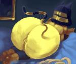 all_fours anthro anus bed big_butt butt butt_focus female fur furniture genitals huge_butt jewelry on_bed presenting presenting_hindquarters pussy short_stack solo yellow_body yellow_fur wiess animal_crossing nintendo ankha_(animal_crossing) felid mammal 2019