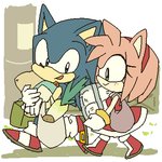 :> anthro bag blue_body blue_fur boots clothing dress duo female food footwear fur gloves green_eyes groceries handwear holding_food holding_object male outside pink_body pink_fur plant red_clothing red_dress shoes smile vegetable walking bukikobuta sega sonic_the_hedgehog_(series) amy_rose sonic_the_hedgehog eulipotyphlan hedgehog mammal 1:1 2013 low_res