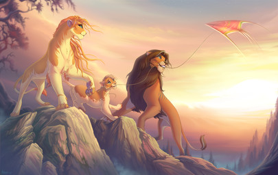 brown_mane day family female feral fur group hair happy male mane mane_hair orange_body orange_fur pawpads paws round_ears sky smile standing tail tail_tuft tan_body tan_fur teeth trio tuft whiskers young young_female young_feral omega_lioness felid lion mammal pantherine 2024 colored detailed digital_drawing_(artwork) digital_media_(artwork) hi_res shaded