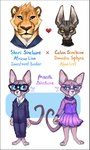 2021 :3 absurd_res alpha_channel anthro biped blue_eyes border breasts calvin_sinclaire claws clothing digital_drawing_(artwork) digital_media_(artwork) digitigrade domestic_cat dress duo english_text eye_contact eyewear feet felid feline felis female fur fuzzbutts_(lopoddity) glasses grey_body grey_skin hairless hairless_cat handpaw headshot_portrait heart_symbol hi_res larger_female lion looking_at_another lopoddity male male/female mammal markings multiple_images pantherine paws portrait priscilla_sinclaire purple_clothing purple_dress shari_sinclaire simple_background size_difference small_breasts smaller_male smile solo sphynx_(cat) standing suit tail text trans_(lore) trans_woman_(lore) transparent_border white_background yellow_body yellow_eyes yellow_fur