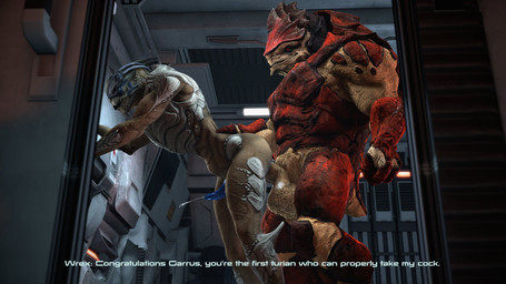 4_balls anal anal_orgasm anal_penetration balls blue_penis bodily_fluids cum cum_while_penetrated duo ejaculation erection genital_fluids genitals hands-free male male/male multi_balls multi_genitalia orgasm penetration penis red_eyes sex text visor cheap-wazoo ghost0fonyx_(modeler) bioware electronic_arts mass_effect garrus_vakarian urdnot_wrex alien krogan turian 16:9 3d_(artwork) 4k absurd_res digital_media_(artwork) english_text hi_res widescreen