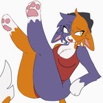 anthro barefoot breasts butt clothed clothing feet female female_anthro fur hindpaw multicolored_body multicolored_fur open_mouth open_smile orange_body orange_fur paws purple_body purple_fur red_clothing simple_background smile solo tail white_background white_body white_breasts white_fur puffkuns epic_games fortnite meow_skulls calico_cat domestic_cat felid feline felis mammal 1:1 2024 digital_drawing_(artwork) digital_media_(artwork) hi_res