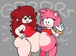 abdominal_bulge after_vore anthro belly belly_to_belly big_belly bottomless breasts butt clothed clothing duo female female_pred oral_vore partially_clothed partially_clothed_anthro partially_clothed_female rumbling_stomach tail thick_thighs vore opisvore friday_night_funkin' sega sonic_the_hedgehog_(series) amy_rose girlfriend_(fnf) eulipotyphlan hedgehog human mammal hi_res