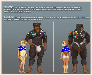 anthro blue_clothing blue_shirt blue_topwear clothing duo male shirt text topwear young young_male foxserx adam's_garden canid canine canis domestic_dog mammal mastiff molosser reptile rottweiler scalie turtle absurd_res english_text hi_res