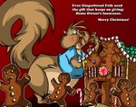 anthro brown_body brown_fur buckteeth candy candy_cane clothing dessert eating food fur gingerbread gingerbread_house gingerbread_man holiday_message holidays male open_mouth overweight overweight_anthro overweight_male shirt solo teeth text topwear dutch_(artist) christmas gilmour_(dutch) mammal rodent sciurid tree_squirrel 2010 digital_media_(artwork) english_text