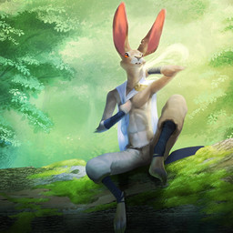 ankle_wraps anthro arm_tuft arm_wraps athletic barefoot big_ears bottomwear buckteeth cape clothed clothing detailed_background elbow_tuft feet front_view hand_behind_neck leaf log looking_up male male_anthro moss nature_background on_log orange_eyes outside pants plant plantigrade sitting solo spread_legs spreading teeth tree tuft wood wraps korichi hasbro magic:_the_gathering wizards_of_the_coast kwain lagomorph leporid mammal rabbit 1:1 2022 portrait