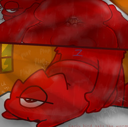 1_eye anthro anus balls big_butt blush bodily_fluids butt butt_grab candy dessert detailed_background duo food gaping gaping_anus genitals gummy_(food) half-closed_eyes hand_on_butt inside looking_pleasured male male/male narrowed_eyes pounding_ass red_body sex sound_effects spread_anus spreading sweat text translucent translucent_body nakeilyar jelly_defense fan_character fatello wilt_(nakeilyar) food_creature goo_creature gummy_creature living_candy comic english_text