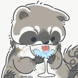 biped black_eyes black_nose chibi dot_eyes drinking feral simple_eyes sitting solo tongue tongue_out water white_body yencatx mammal procyonid raccoon 1:1 2022