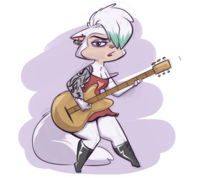 4_fingers anthro boots breasts brown_eyes cleavage clothed clothing dress ear_piercing electric_guitar female fingers footwear fur guitar hair hair_over_eye half-closed_eyes lipstick looking_at_viewer makeup mohawk musical_instrument narrowed_eyes one_eye_obstructed open_mouth piercing playing_guitar playing_music plucked_string_instrument shoes simple_background solo standing string_instrument tattoo white_background white_body white_fur white_hair joelasko cats_don't_dance warner_brothers sawyer_(cats_don't_dance) domestic_cat felid feline felis mammal 2018 digital_media_(artwork)