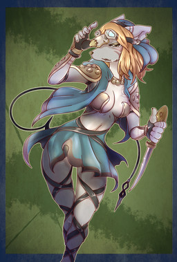 anthro breasts brown_hair dagger female grey_body grey_skin hair melee_weapon solo weapon buried_frog mammal mouse murid murine rodent alpha_channel hi_res