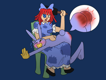 angry anthro bodily_fluids butt butt_slap chair clothed clothed_female clothing corporal_punishment crying doll dress duo embarrassed female furniture gloves gloves_only hair handwear handwear_only laying_on_lap male mostly_nude nude nude_male on_chair on_knee on_lap paddle paddling pain punishment rag_doll_(toy) red_hair reddened_butt scolding sitting sitting_on_chair slap spank_marks spank_marks_on_ass spanked_butt spanking spanking_paddle tears welts azzriel glitch_productions the_amazing_digital_circus jax_(tadc) ragatha_(tadc) animate_inanimate lagomorph leporid living_doll mammal rabbit 4:3 alpha_channel hi_res