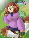 anthro boastudio bottomwear bovid bovine breasts camel_toe clothed clothing female friendship_is_magic fully_clothed hasbro hi_res looking_at_viewer mammal my_little_pony panties skirt solo spread_legs spreading sweater topwear underwear upskirt yak yona_yak_(mlp)