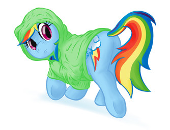 clothing cutie_mark eyelashes female feral jacket looking_back multicolored_tail simple_background solo tail topwear white_background wide_eyed unknown_artist friendship_is_magic hasbro my_little_pony rainbow_dash_(mlp) digital_media_(artwork) source_request