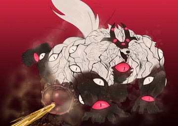 abs all_fours anthro armpit_hair barazoku big_muscles big_pecs big_penis black_body black_fur black_teeth bodily_fluids body_hair clothed clothing eyes_everywhere fur genital_fluids genitals horn huge_muscles huge_penis hyper hyper_genitalia hyper_penis male multi_eye muscular muscular_anthro muscular_male musk musk_clouds musky_armpit nude_anthro nude_male open_mouth open_smile pecs peeing penis raised_leg red_sclera saliva saliva_string smile solo sweat sweaty_body sweaty_legs teeth tongue tongue_out urine vein veiny_muscles watersports white_body white_fur ghangaji canid canine canis demon hybrid mammal wolf 2025 hi_res