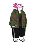 anthro clothing colored_nails female footwear hair looking_at_viewer nails pink_hair pink_nail_polish pink_nails sandals shoes slippers solo twistcmyk noelle_(twistcmyk) bear mammal hi_res