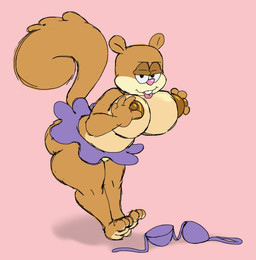 anthro areola bedroom_eyes big_breasts big_butt bottomwear bouncing_breasts breasts brown_areola brown_nipples butt clothed clothing eyebrows female holding_breast looking_at_viewer narrowed_eyes nipple_fetish nipple_play nipples raised_eyebrows seductive smile solo thick_thighs tongue tongue_out topless topless_anthro fuzefurry nickelodeon spongebob_squarepants sandy_cheeks eastern_grey_squirrel grey_squirrel mammal rodent sciurid tree_squirrel 2d_animation animated frame_by_frame hi_res loop