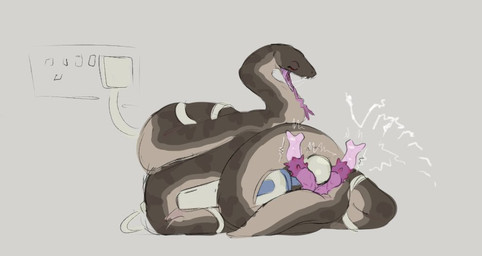 2_penises brown_body brown_scales feral forked_tongue genitals male masturbation multi_genitalia multi_penis penis scales sex_toy simple_background solo tongue tongue_out toying_self vibrator wand_vibrator omnipresentcrayon reptile scalie snake