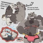 anthro big_bulge bulge burping burping_in_face digestion duo fatal_vore fur grey_body grey_fur inside_stomach internal male male/male musclegut muscular muscular_male open_mouth oral_vore organs picking_teeth rumbling_stomach size_difference stomach tongue tongue_out vore white_body white_fur higgsfigs canid canine mammal 1:1 hi_res