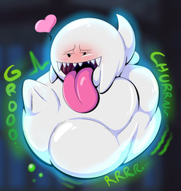 balls belly big_belly blush digestion digestion_noises floating genitals glowing hand_on_belly male oral_vore rumbling_stomach size_difference smaller_pred solo sound_effects text tongue tongue_out vore tepigfan101 mario_bros nintendo boo_(mario) ghost spirit 2024 absurd_res digital_media_(artwork) hi_res